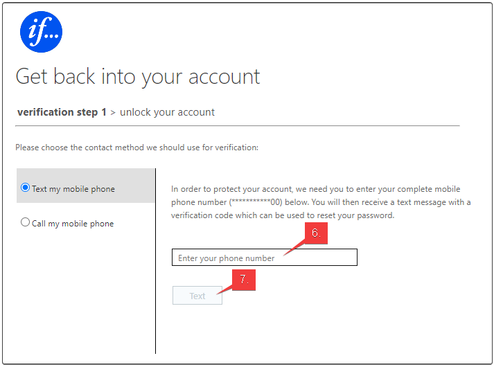 Screenshot of account unlock step showing verification
