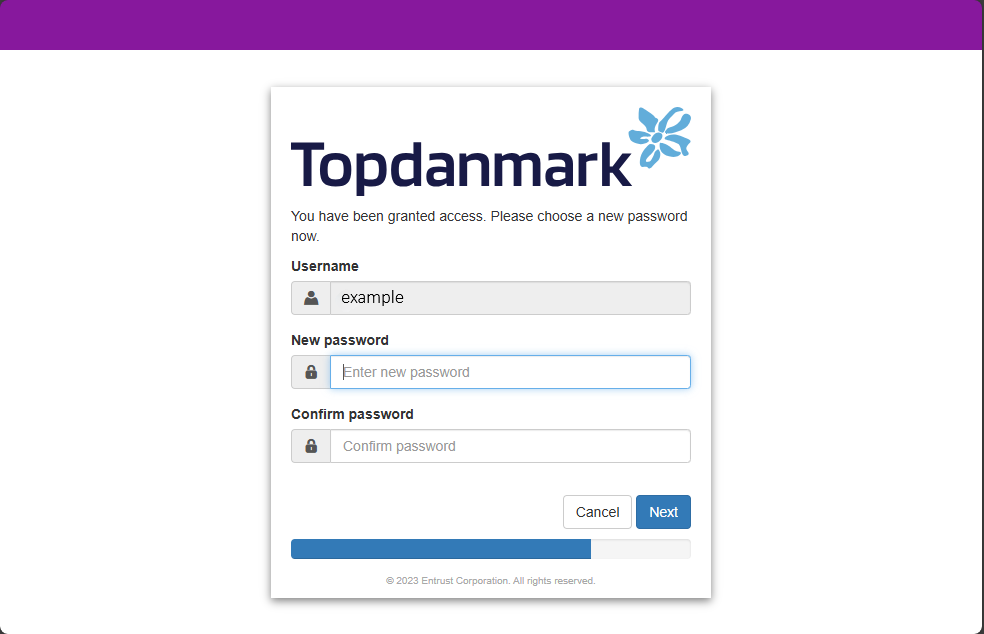 Enter new Topdanmark password twice
