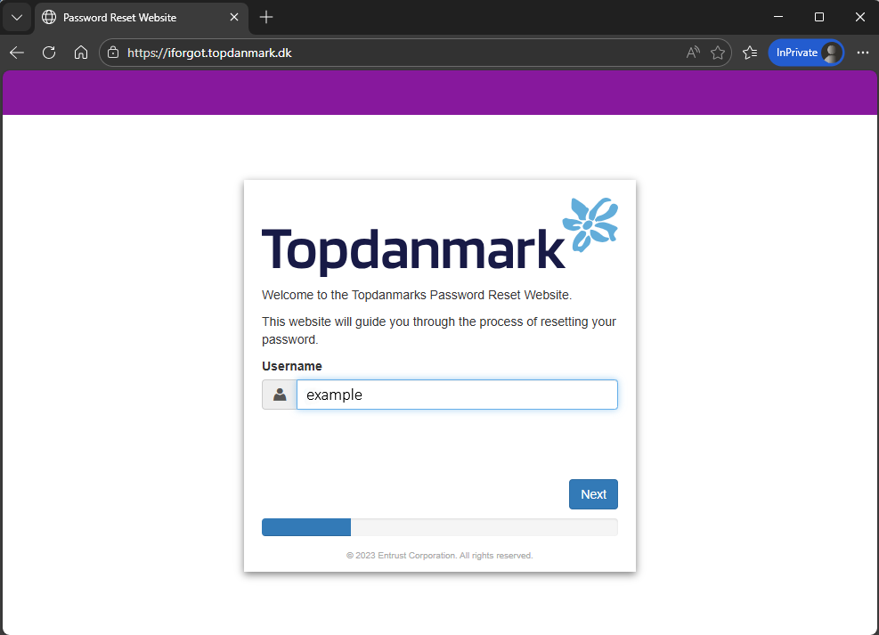 Enter Topdanmark username