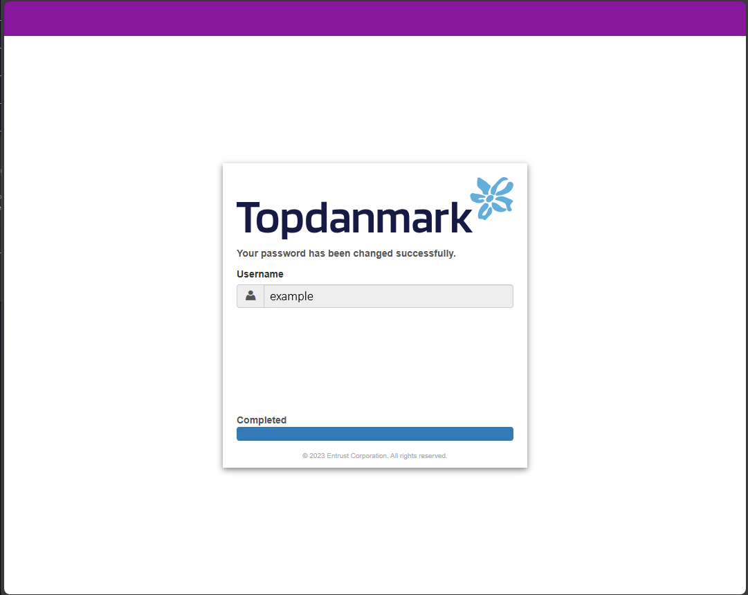 Topdanmark password reset success